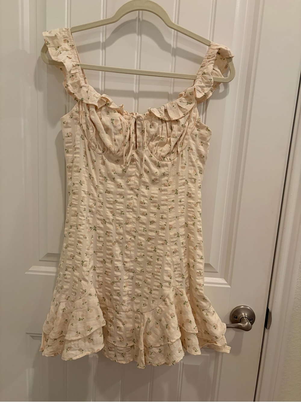 Cream Floral Ruffle Sundress